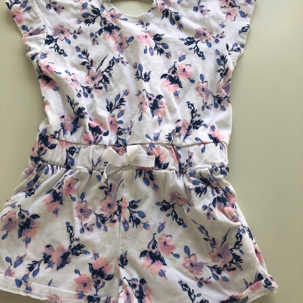 Splendid Girl’s Flower Print Optic White Romper